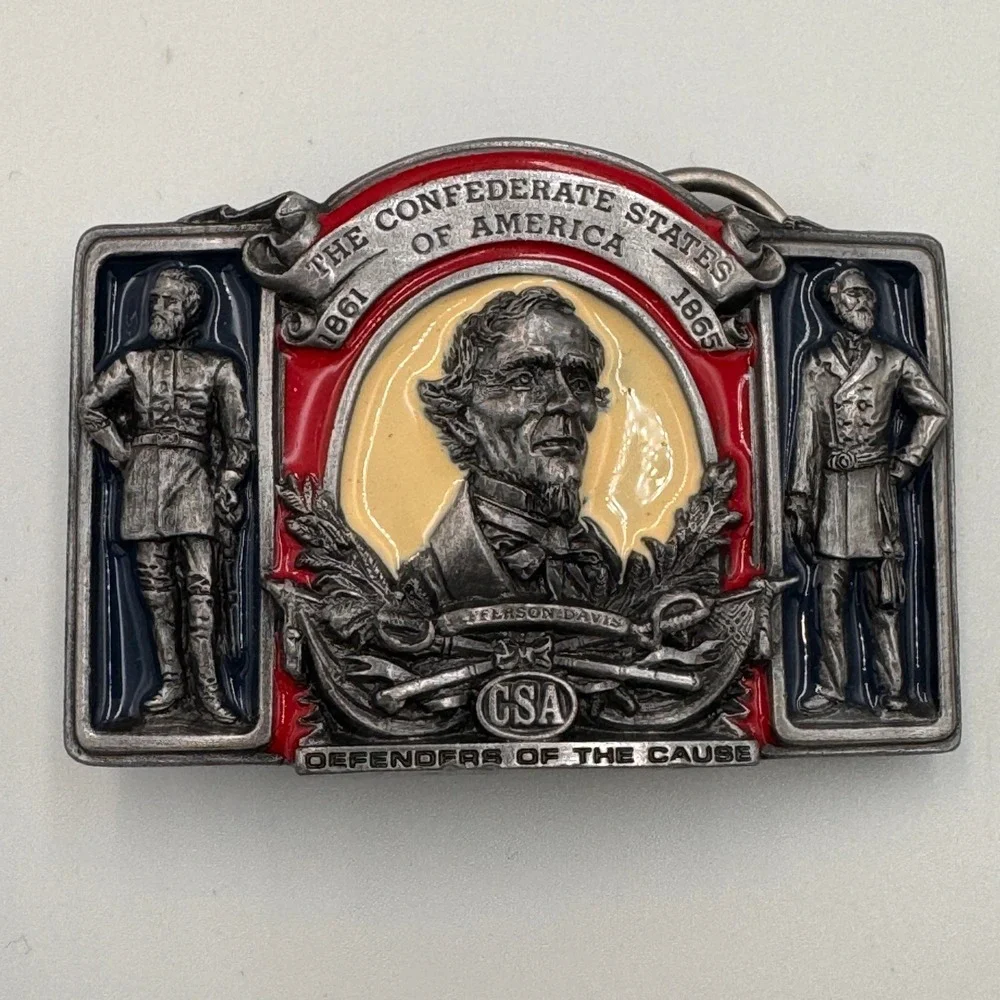 Vintage 1983 Bergamot CSA Belt Buckle Jefferson Davis Lee Jackson Civil War A-52